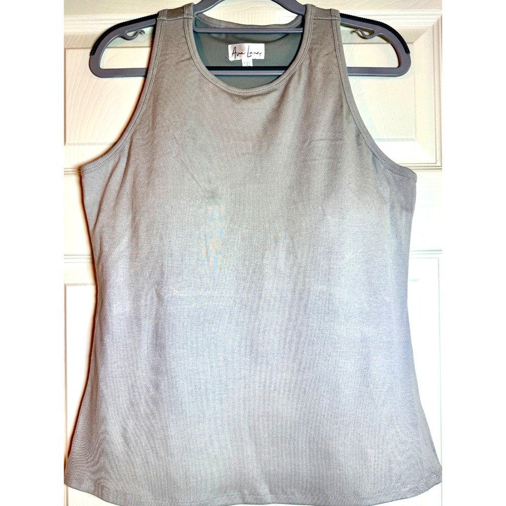 Ava Lane Women's Sleeveless Gray Tank w/Padded Bra Athletic Top